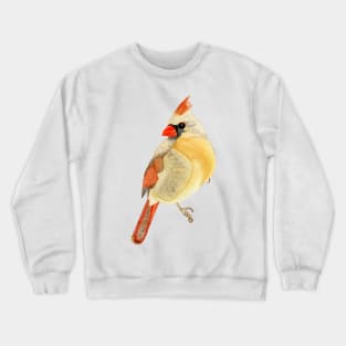 FEMALE CARDINAL - Yellow, Red, & Orange Watercolor Design Crewneck Sweatshirt